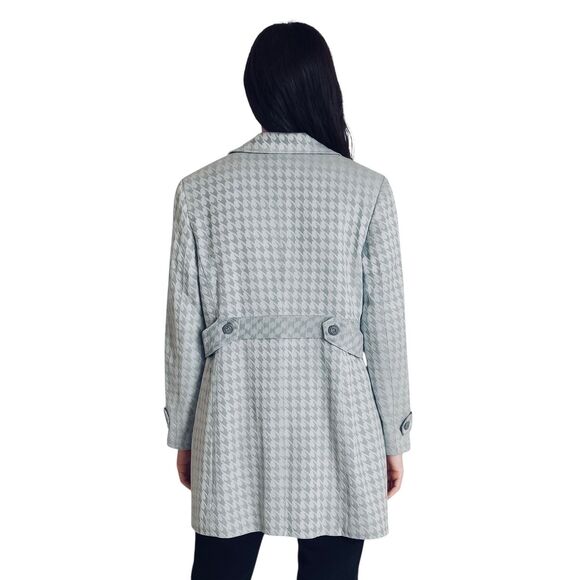 Jones Wear Stretch Houndstooth Coat Jacket Gray White Longline Blazer Women 14 - Picture 3 of 4